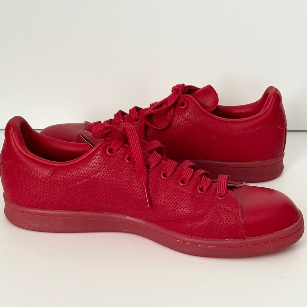 Adidas Stan Smith ART S80248 Scarlett Red Leather Embossed Sneakers Size 10.5 - Picture 2 of 11